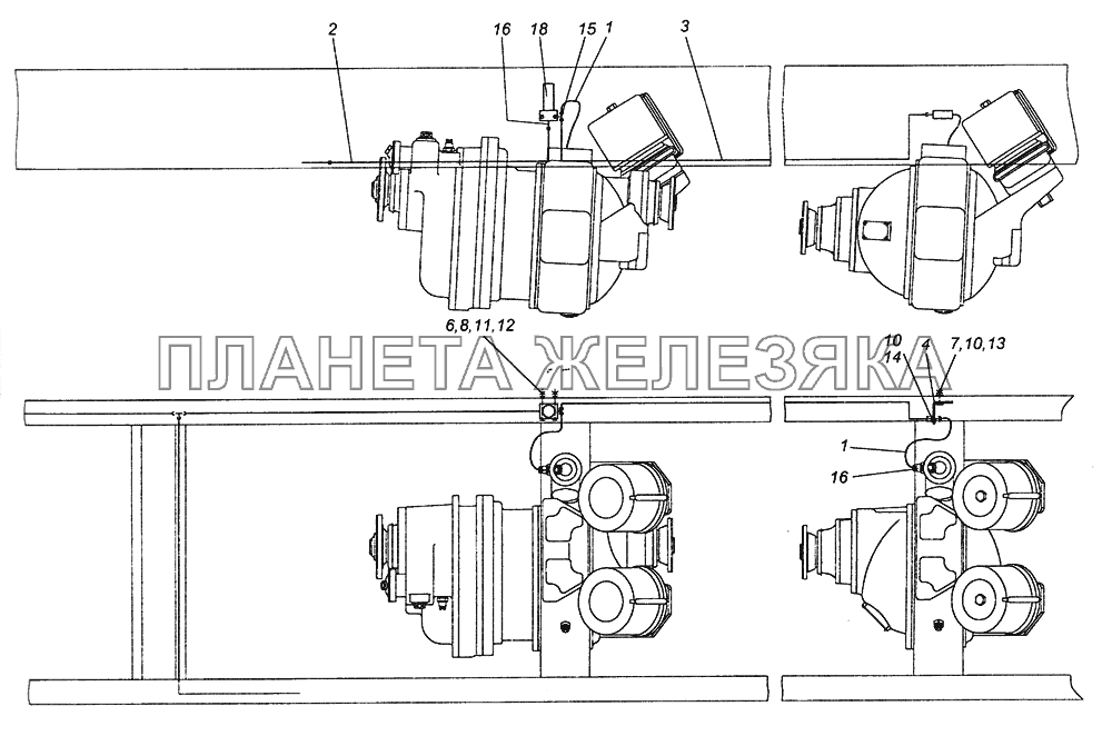 6520-2411120-10 Привод блокировки межколесных дифференциалов КамАЗ-6522 (Euro-2, 3)